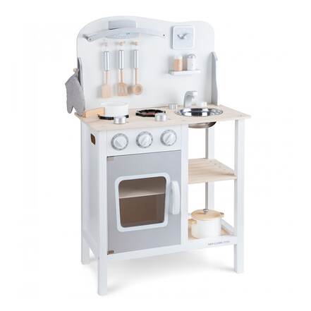 Ξύλινα Κουζίνα Kitchenette - Bon Appetit White / Silver της New Classic Toys