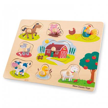 Ξύλινο Παζλ Peg Puzzle Farm - 8 Pieces της New Classic Toys