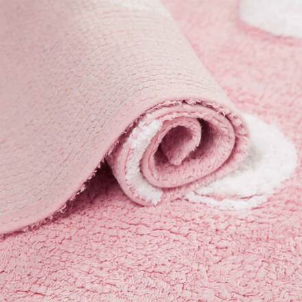 Χαλί Δωματίου Ροζ με Λευκές Βούλες (Topos Pink/White) της Lorena Canals